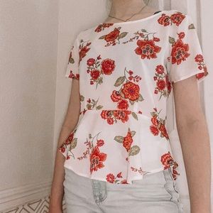 Floral Blouse With Tie Back